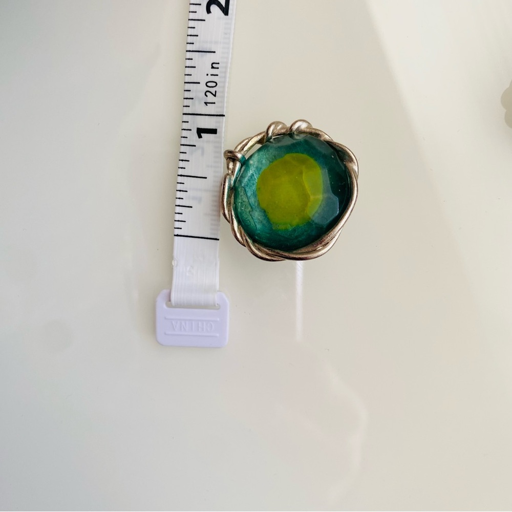 Vintage Silver, Green Yellow Earrings - Picture 3 of 4